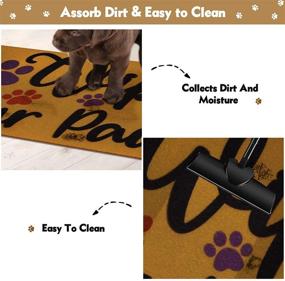 img 2 attached to 🐾 Wipe Your Paws Indoor Outdoor Puppy Doormat with Paw Print - Rustic Front Door Mat for Dog Lovers & Funny Entrance Decor - 17x30 Inches