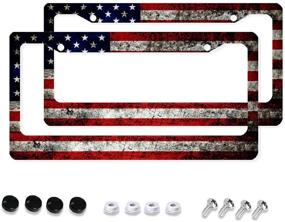 img 4 attached to Aluminum License Covers Patriotic Accessories