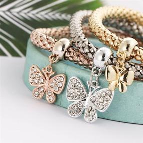 img 1 attached to 🦋 Girls' Jewelry Multilayer Butterfly Stretch Bracelet