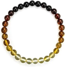 img 2 attached to Certified Handmade Natural Amber Stretch Rainbow Bracelet - Charm Bangle with Multi Color 6+ mm Beads in a Gift Box - Unisex Adult Bracelet by Amber Culture