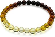 certified handmade natural amber stretch rainbow bracelet - charm bangle with multi color 6+ mm beads in a gift box - unisex adult bracelet by amber culture logo