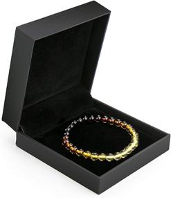 img 1 attached to Certified Handmade Natural Amber Stretch Rainbow Bracelet - Charm Bangle with Multi Color 6+ mm Beads in a Gift Box - Unisex Adult Bracelet by Amber Culture