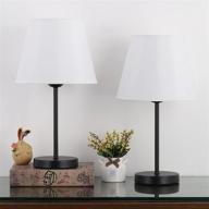 💡 set of 2 table lamps with metal base and fabric lamp shade - small modern desk lamps for bedroom, living room, study room, office логотип