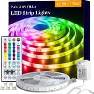 🔌 32,8 футовая лента rgb led-подсветки 5050 для спальни, комнаты, кухни: набор светодиодной ленты для настройки цвета с дистанционным управлением и блоком питания. логотип