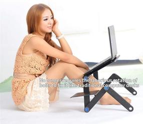 img 3 attached to 🖥️ Xunpuls Laptop Stand - Adjustable Aluminum Desk with Cooling Fan, Mouse Pad, and More - Perfect for Home Office & Ergonomic Lap Desks