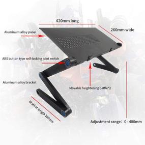 img 1 attached to 🖥️ Xunpuls Laptop Stand - Adjustable Aluminum Desk with Cooling Fan, Mouse Pad, and More - Perfect for Home Office & Ergonomic Lap Desks