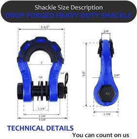 img 2 attached to 🔵 AMBULL Shackles Upgrade - 3/4&#34; D Ring Shackle (2 Pack) | 70,000 lbs Break Strength | Includes 7/8&#34; Pin, Isolator and Washer Kits | Tow Strap, Winch, Off-Road Truck Vehicle Recovery | Blue