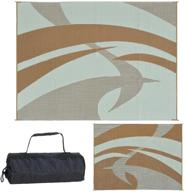 🏕️ versatile outdoor patio/rv camping mat - reversible mats 159127, swirl design (brown/beige, 9' x 12') logo