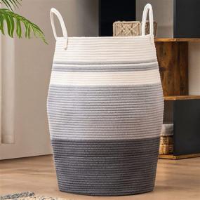 img 4 attached to YOUDENOVA 105L Extra Large Woven Laundry Hamper Basket: Heavy Duty and Collapsible Dark Grey Design for Clothes, Toys, and More in Bedroom, Nursery, or Bathroom