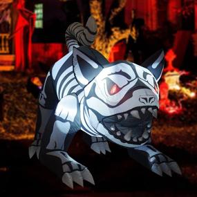 img 4 attached to 🎃 5 FT Halloween Inflatables Outdoor Skeleton Dog with Flashing Lights - GOOSH Blow Up Yard Decoration on Holiday, Christmas, Party, Yard, and Garden - Clearance with Built-in LED Lights