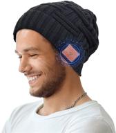 enhanced bluetooth beanie hat with hd stereo| bluetooth 5.0 wireless smart beanie headset |headphones | unique christmas tech gifts - black logo