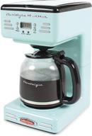 ☕ nostalgia rcof12aq retro 12-cup programmable coffee maker - new & improved with led display, automatic shut-off, keep warm & pause-and-serve function, blue logo