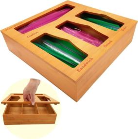 img 4 attached to 🎋 Bamboo Ziplock Bag Storage Organizer: Efficient Kitchen Drawer Solution for Ziploc, Glad, Gallon, Quart, Sandwich & Snack Bags