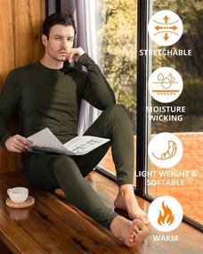 img 2 attached to 🌡️ Runhit Men's Thermal Underwear Set: Stay Warm with Fleece Lined Long Johns and Base Layer for Cold Weather