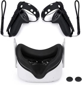 img 4 attached to 🎮 Накладки Zivasa Oculus Quest 2 Silicone Touch Controller Grip с регулируемыми ремешками для костяшек пальцев, кистевыми ремешками и аксессуарами с защитным чехлом от механических повреждений для виртуальной реальности