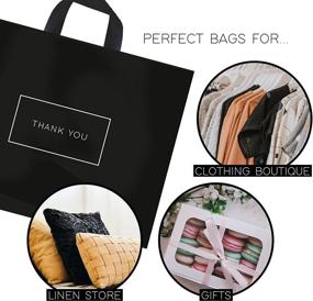 img 2 attached to 🛍️ Premium 50-Pack Thank You Bags for Business: Black Plastic Bags with Soft Loop Handle - Ideal for Boutiques & Shops