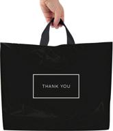 🛍️ premium 50-pack thank you bags for business: black plastic bags with soft loop handle - ideal for boutiques & shops logo