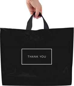 img 4 attached to 🛍️ Premium 50-Pack Thank You Bags for Business: Black Plastic Bags with Soft Loop Handle - Ideal for Boutiques & Shops