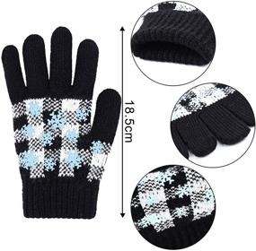 img 3 attached to 🧤 Cooraby Winter Kids Gloves - 4 Pairs of Stretchy Knitted Gloves, Warm Snowflake and Plaid Patterns for Boys and Girls