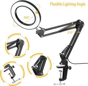 img 2 attached to SEO-Optimized LED Desk Lamp with Clamp, Eye-Care 12W Architect Lamp, 3 Colors Dimmable Swing Arm Drafting Table Lamp, Clip on Lamp for Reading, Crafts, Home Office