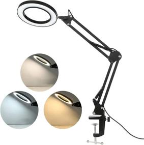 img 4 attached to SEO-Optimized LED Desk Lamp with Clamp, Eye-Care 12W Architect Lamp, 3 Colors Dimmable Swing Arm Drafting Table Lamp, Clip on Lamp for Reading, Crafts, Home Office