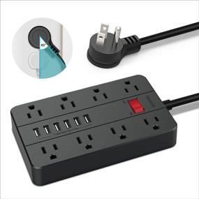 img 4 attached to ⚡️ SMNICE Power Strip with USB - Surge Protector, 8 AC Outlets & 6 USB Ports, 1875W/15A, 5ft Long Extension Cord for Smartphone Tablet Laptop Computer and More