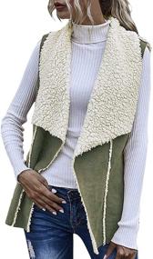 img 4 attached to Gafeng Cardigan Sleeveless Shearling Outerwear Women's Clothing