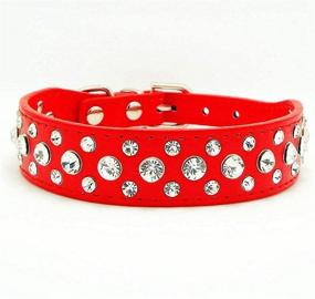 img 3 attached to ✨ Stylish and Sparkling: haoyueer Bling Rhinestone PU Leather Crystal Diamond Pet Dog Cat Puppy Collar in Black (S M L XL)