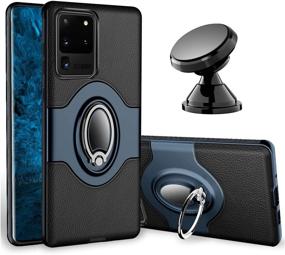 img 4 attached to 📱 eSamcore Galaxy S20 Ultra Case - Phone Ring Holder with Magnetic Car Mount Kickstand Grip [Navy Blue]