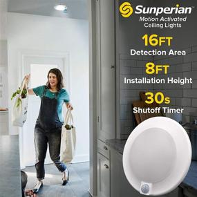 img 3 attached to Sunperian 6 Inch LED Motion Sensor Ceiling Light - 30s Timeout, 3 Color Options (3000K/4000K/5000K), 15W, 1000 Lumens - Flush Mount Lighting Fixture for Closet, Hallway, Laundry Rooms - ETL & Damp Rated