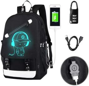 img 3 attached to 🎒 FLYMEI Anime Luminous Backpack for Boys, 15.6'' Laptop Backpack with USB Charging Port, School Bookbag with Anti-Theft Lock, Black Teens Backpack Cool Back Pack for Work - Enhanced SEO