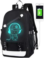 🎒 flymei anime luminous backpack for boys, 15.6'' laptop backpack with usb charging port, school bookbag with anti-theft lock, black teens backpack cool back pack for work - enhanced seo logo