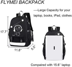 img 1 attached to 🎒 FLYMEI Anime Luminous Backpack for Boys, 15.6'' Laptop Backpack with USB Charging Port, School Bookbag with Anti-Theft Lock, Black Teens Backpack Cool Back Pack for Work - Enhanced SEO