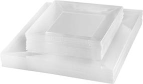 img 4 attached to 🍽️ Posh Setting Clear Square Plastic Plates - 40 Pack Disposable Wedding Party Plates, Includes 20 Dinner (9.5") & 20 Salad (6.5") Plates