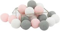 🏠 enchant your home with chainupon 20 cotton ball string fairy night lights – ideal decor for kids' bedrooms, nurseries and playrooms (gray pink) логотип