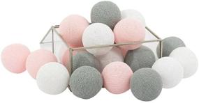 img 4 attached to 🏠 Enchant Your Home with CHAINUPON 20 Cotton Ball String Fairy Night Lights – Ideal Decor for Kids' Bedrooms, Nurseries and Playrooms (Gray Pink)