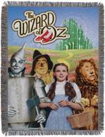🌈 warner brothers wizard of oz group woven tapestry throw blanket - 48" x 60" - multi color logo