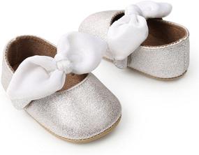 img 2 attached to 👶 Adorable Baby Girls Mary Jane Flats with Anti-Slip Rubber Sole and Bow – Ideal Princess Dress Shoes for Toddler