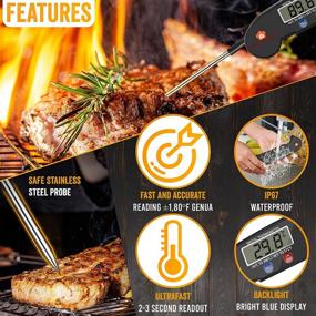 img 3 attached to 🌡️ 5NITE-DYNAMICS Outdoor & Meat Thermometer: Digital Food Thermometer for BBQ, Grilling, Smoking, Baking, and Cooking - Kitchen Thermometer Digital