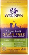 🐱 wellness complete health dry kitten food – grain-free cat food with deboned chicken & chicken meal recipe, natural, made in usa – added vitamins, minerals, taurine, and dha for brain & eye development logo