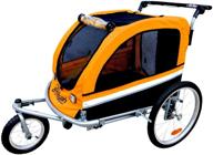 🐶 большой оранжевый домашний велосипедный прицеп для собаки "booyah" с возможностью использования в качестве коляски и джоггера с амортизаторами. логотип