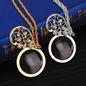 img 2 attached to 🔍 2PCS Home-Organizer Tech 4.5X Magnifier Long Necklace Magnifying Glass Pendant Optical Lens with Chain Jewelry Loupe for Seniors and Elderly, Enhancing Vision for Aged Reading