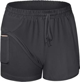 img 3 attached to 🩳 Blevonh Women's Yoga Running Shorts - 2-in-1 Workout Athletic Shorts with Pockets, Sizes S-3XL