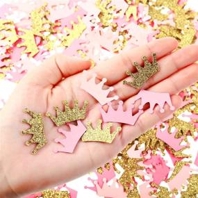 img 2 attached to 👑 300-Piece Crown Confetti Glitter: Prince King Crown Confetti for Baby Girl Birthday Party Decorations - Pink Gold, Pink Tone