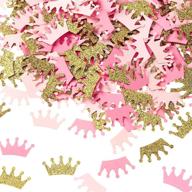 👑 300-piece crown confetti glitter: prince king crown confetti for baby girl birthday party decorations - pink gold, pink tone logo