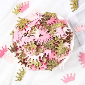 img 1 attached to 👑 300-Piece Crown Confetti Glitter: Prince King Crown Confetti for Baby Girl Birthday Party Decorations - Pink Gold, Pink Tone