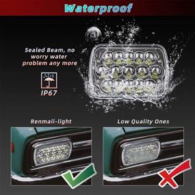 img 3 attached to 🚗 H6054 Led Headlights, 2pcs RENMAII-LIGHT 7x6 LED Headlights 5x7 6054 LED Headlight Hi/Low Sealed Beam Headlight Lamp - Compatible with Chevrolet S10 Blazer, Chevy Express, Ford E250, Jeep Wrangler YJ, XJ Cherokee