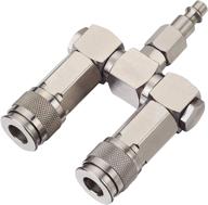 fixsmith air hose connector: 2 way splitter with 360° swivel, 1/4 in npt, perfect air compressor accessory fittings logo