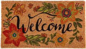 img 1 attached to 🌿 Vibrant Evergreen Colorful Floral Welcome Coir Floor Mat - 28 x 16 inches