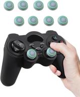 🎮 fosmon [set of 8] analog stick joystick controller performance thumb grips - white & green for ps4, ps3, xbox one, one x, one s, 360, wii u logo